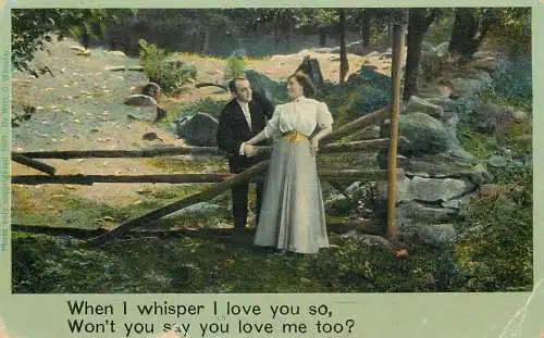 Greetings fantasy postcard Couples whisper elegance nature