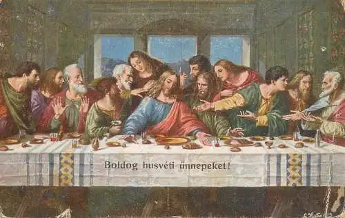 Greetings fantasy postcard religion Christianity the last supper