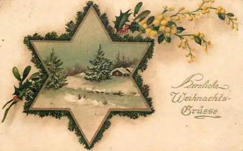 Greetings fantasy postcard Christmas Herzliche Weihnachts Grusse