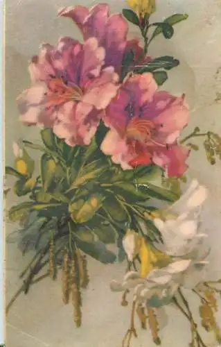 Greetings fantasy postcard Flowers pink