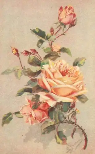 Greetings fantasy postcard rose Italy