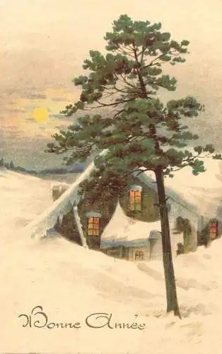 Greetings fantasy postcard Bonne Anne winter