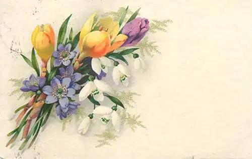 Greetings fantasy postcard flower bouquet lily of the valley Belgium