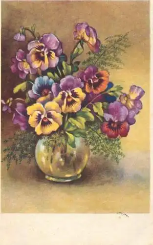 Postcard holiday flower heart ease vase Belgium