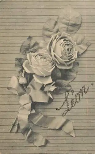 Postcard holiday flower rose bouquet