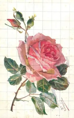 Postcard holiday flower rose Chocolat Martougin