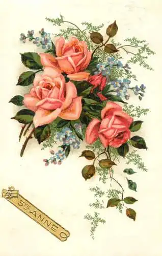 Postcard holiday St. Anne rose heart ease fantasy