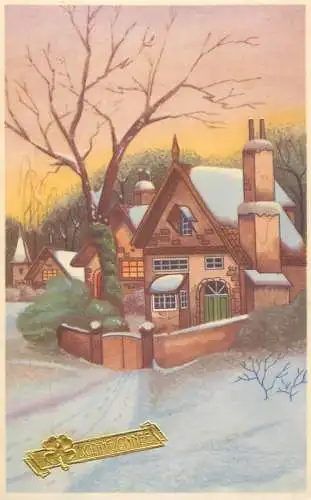 Postcard holiday New year winter landscape village Belgium