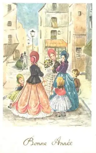 Postcard holiday New year city elegance dress class fantasy