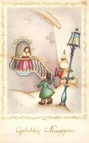 Postcard holiday New year couple love