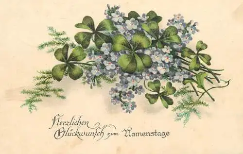Postcard flowers heart ease shamrock