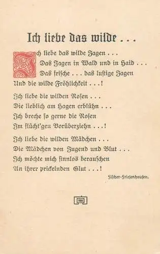 Postcard poem Germany ich liebe das milde