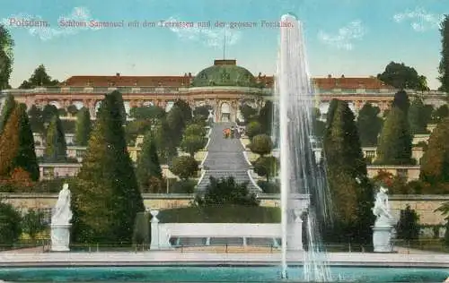 Germany Potsdam Schloss Sanssouci mit der Terrassen und der grossen Fontaine