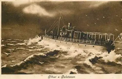 Hungary Vihar Balaton sailing vessel storm scenery