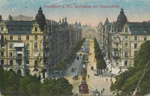 Germany Frankfurt am Main Kaiserstrasse mit Hauptbahnhof