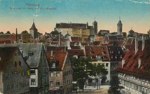 Germany Nurnberg Blick nach der Burg und dem Maxplatz