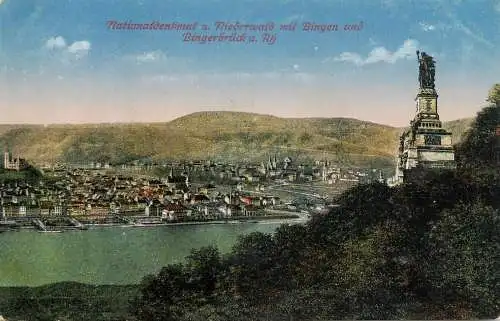 Germany Nationaldenkmal am Niederwald mit Bingen und Bingerbruck am Rhein