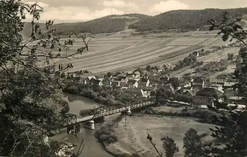 Germany place to identify bridge over Saale river aerial view