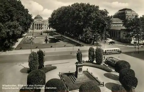 Germany Wiesbaden Saatstheater und Kaiser Friedrich-Denkmal