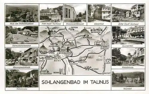 Germany Gruss aus Schlangenbad im Taunus different views and map