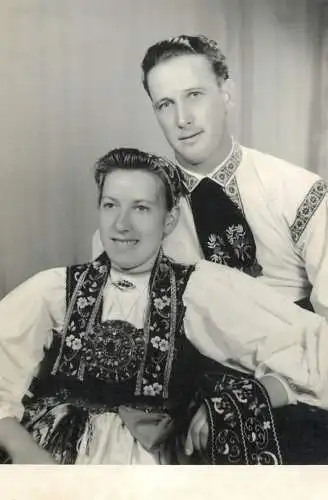 European folk types couple costumes photo