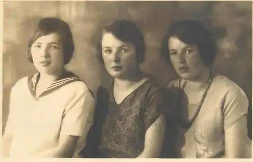 Young ladies vintage souvenir photo postcard