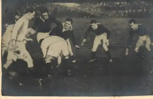 Rugby themed vintage instant photo postcard