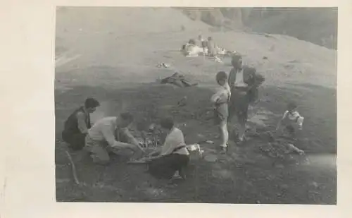 Anonymous persons picnic vintage instant photography social history dated 1937