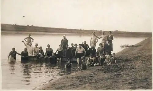 Anonymous persons bathing vintage instant photography social history