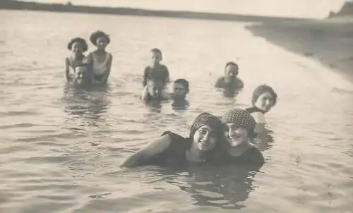 Anonymous persons bathing vintage instant photography social history