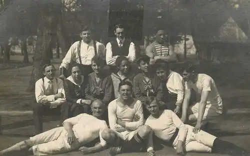Sportsmen group vintage photo postcard