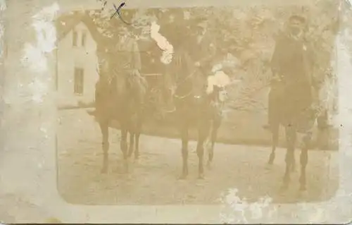 Social history vintage photo postcard anonymous persons horsemen Budapest 1911