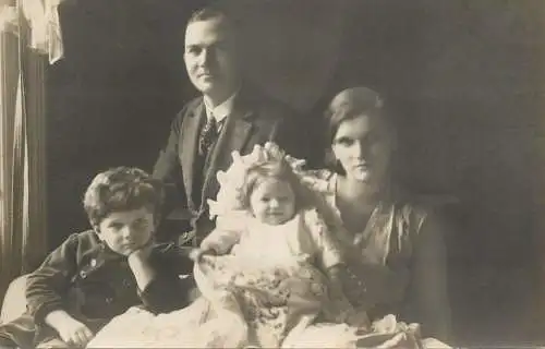 Children portraits vintage souvenir photo postcard 1930 family social history