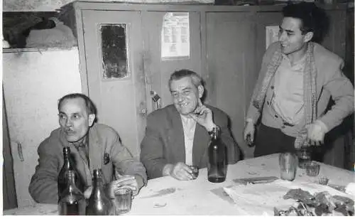 Social history souvenir photo group of men cheers alcohol