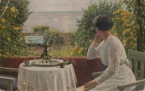 Fine art postcard painting Sigvard Hansen Sommerdag