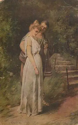 Fine art postcard painting nezapomen Schrichter