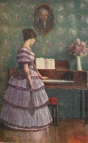 Fine art postcard painting Sein Lied az o dala