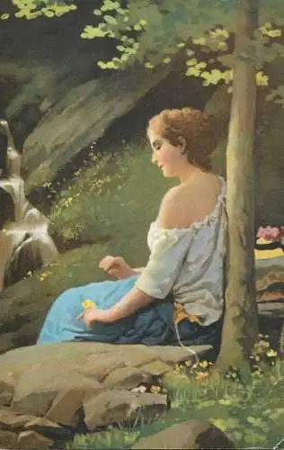 Fine art postcard painting Berlin Johann Georg Meyer