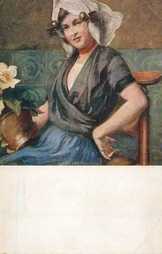 Fine art postcard painting Innocent Brigitta