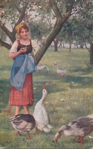 Fine art postcard painting Pasacka jeune bergere