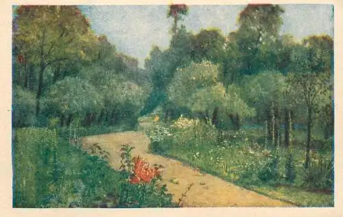 Fine art postcard painting landschaft forest scene