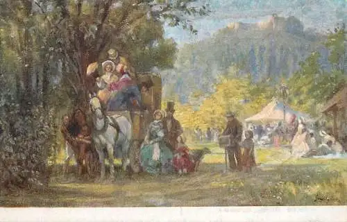 Fine art postcard painting Gergely Biedermeier