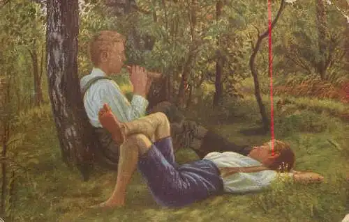 Fine art postcard painting E. Nelson dolce far niente