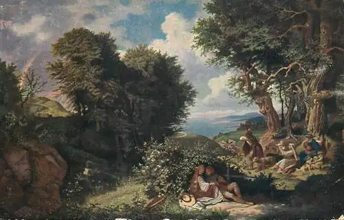 Fine art postcard painting Ludwig Richter Junilandschaft