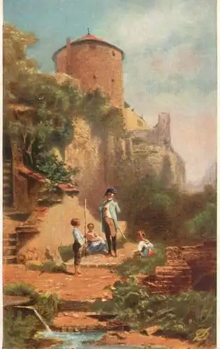 Fine art postcard painting C. Spitzweg der Gestrenge