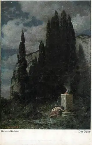 Fine art postcard painting Hermann Rudisuhli Das Opfer