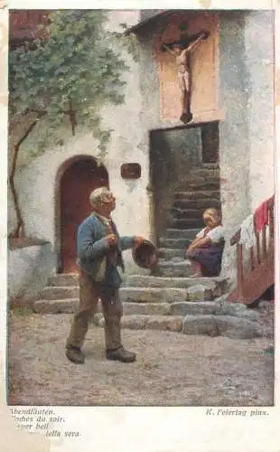 Fine art postcard painting K. Feiertag abendlauten