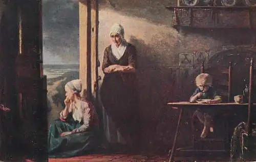 Fine art postcard painting Israels after the storm