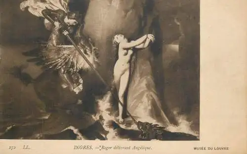 Fine art postcard painting Ingress  ROger delivrant Angelique