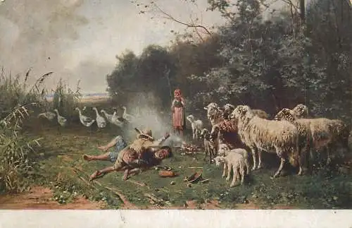 Fine art postcard Leipzig Otto Gebler Hirtenleber